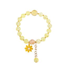 Daisy Popcorn Beads Bracelet Friendship Flower Pumpkin Glass Beads Bracelet For Girls Halloween Jewelry Accessories