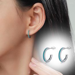 Stud Earrings Authentic 925 Sterling Silver Round Natural Turquoise For Women Elegant Mini Female Piercing Earring Fine Jewellery