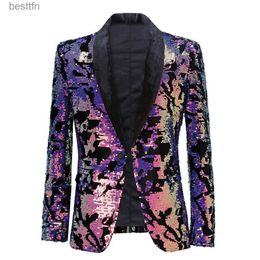 Theme Costume High Quality Blazer Men's European and American Style Sequins Nightclub Party Host Emcee Best Man Comes Slim Suit JacketL231007