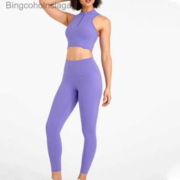 Active Sets Wyplosz Fitness Clothing Top Women'S Tracksuit Gym Sportswear Set Yoga Kit Overalls Ribbed Leggings Bra Pants Outdoors ZipperL231007