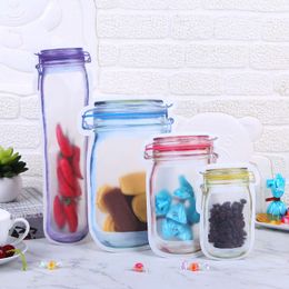 Food Fresh Storage Bags Long Mason Bottles Zipper Mylar Smell Proof Stand Up Sealing Pouches For Dry Fruit Snack Peanut Sugar Chocolate Powder Nuts Kitchen Organiser