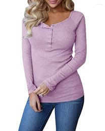 Women's T Shirts Womens Long Sleeve Henley Ribbed Button Down Casual Tunic Tops