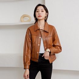 Women's Leather Genuine Short 2023 Spring And Autumn Wear Sheepskin Small Coat Motorcycle Jacket