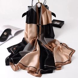 Bandanas Durag 180 90cm Brand Summer Womens Scarf Fashion High Quality Soft Silk Shawl Foulard Beach Cover Ups Packaging Bandage 231007