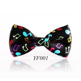 Bow Ties Fashion Colourful Musical Note Bowtie Black Music Pattern Tie For Men Women Novelty Cravat Leisure Cool Brand218d