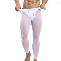 Men's Sleepwear Nightwear Mesh Leggings Underwear Transparent Breathable Sheer Pants Bikers Sexy Ultra-thin Sleep Sports Men Bottoms