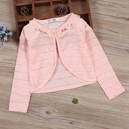 Jackets Child Girl Cardigan Sweater Summer Beach Pink Cotton Cardigan Coat 1 2 3 4 6 8 10 Year Old School Kid Clothes 175005 231007