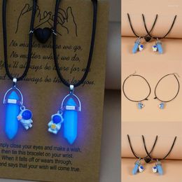 Pendant Necklaces Halloween Noctilucent Glowing Necklace Hexagonal Column Luminous Night Fluorescence Glow In The Dark