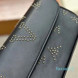 Chain Ivy Crossbody Bag French Luxury Women Rivet Old Flower Baguette Shoulder High Quality Fashion Genuine Leather Handbag Flap Bag