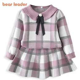 Girl s Dresses Bear Leader Winter Baby Girl Knitted Dress Warm Autumn Toddler Girls Ruffled Sleeve Sweater Clothing Outfits Lace 231007