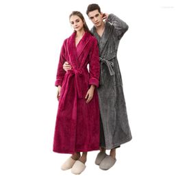 Women's Sleepwear Women Men Couple Pyjamas Bathrobes Winter Nightgown Thickened Flannel