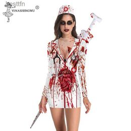 Theme Costume Halloween Come M XL Adult Ragged Sexy Scary mmy Comes Cosplay Zombie Comes Blood Sexy Nurse Comes for WomenL231007