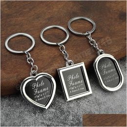 Keychains Lanyards Fashion Keychain Love Heart Square Round Oval Insert P O Frame Keyring Key Holder Party Banquet Souvenir Gift D Otyjr