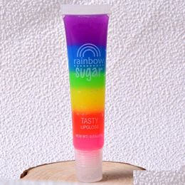 Lip Gloss Newest Magic Waterproof Rainbow Sugar Tasty Cosmetics Moisturizer Hydrating Transparent Balm Fruit Scented Liquid Drop Deliv Dhh9S
