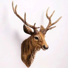 Decorative Objects Figurines Faux Deer Head Faux Taxidermy Animal Head Wall Decor Handmade Farmhouse Home Decoration Accessories Modern for Wall 231007