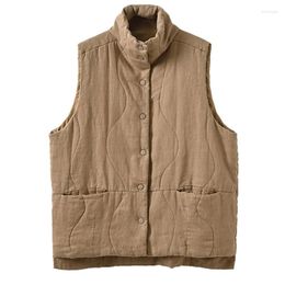 Women's Vests Women Light Weight Snap Button Quilted Linen Jacket Autumn Winter Outfits