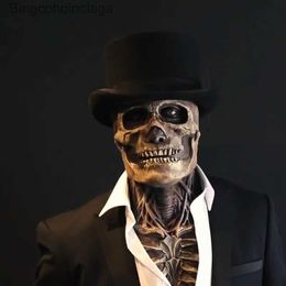 Theme Costume The Latest Skeleton Biochemical Mask for 2021 Halloween Party Cosplay Props Sile Full Cover Head Cover with Hat PR SaleL231008