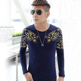 Plus size t shirts men warm spring funny t-shirts print black street wear t-shirt athletic plus velvet long sleeve tshirts for men322m