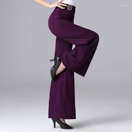 Stage Wear Latin Dance High Waist Pants Modern Ballroom Dress Winter Adult Costume Rumba Female Clothing Wide Leg Flared Trousers