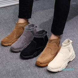Boots Thick Sole High Top Ankle Men Suede Leather Cowboy Autumn Fashion Military Mens Shoes