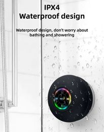 Portable S ers Waterproof Bluetooth Shower S er with Suction Cup and LED Lights 3D Surround Stereo subwoofer 231007