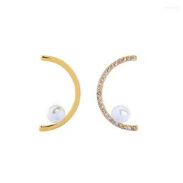 Stud Earrings Fashion Romantic Earring Simple Design Asymmetry Zircon Acrylic For Women Handmade Wholesale Date Gift