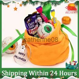 Gift Wrap Pumpkin Bag Orange Velvet Halloween Bat Candy Trick or Treat Gift Christmas Antlers Packing With String Bag Decoration For Kids x1007