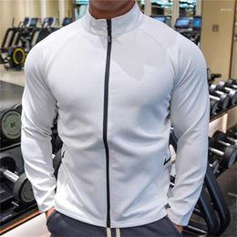 Men's Jackets Running Sports Jacket Stand Collar Zipper Up Coats With Pockets Man Outdoor Training Coat Fitness Gym Sportwear