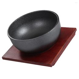 Bowls Bibimbap Cast Iron Bowl Reusable Serving Supply Spaghetti Noodle Container Korean Cuisine Wooden Kitchen