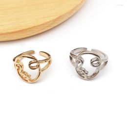 Cluster Rings Cute Open Size Human Face For Women Fashion Gold Silver Colour Unique Hollow Head Design Finger Party Jewellery ER1172