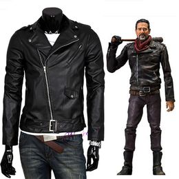 the Walking Dead Negan Black White Pu Leather Jacket Coat Women Men Halloween Cosplay Costume Party Winter Spring Autumn Coatcosplay