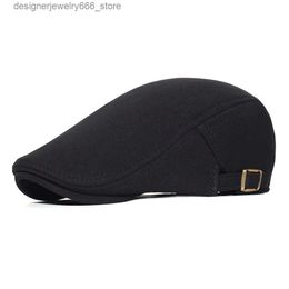 Ball Caps Cotton Adjustable Newsboy Caps Men Woman Casual Beret Flat Ivy Cap Soft Solid Color Driving Cabbie Hat Unisex Black Gray Hats Q231009