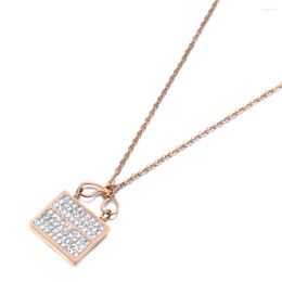 Pendant Necklaces Trendy CZ Crystal Shopping Bag Charm For Women Titanium Stainless Steel Choker Necklace Jewelry N19141