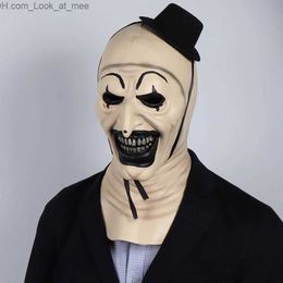 Party Masks Horror Bloody Terrifier Art The Clown Mask Cosplay Funny Evil Joker Hat Latex Helmet Halloween Party Costume Props Q231007