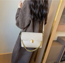 Niche Texture Chain Bag Women's New Trend Small Square Bag Versatile INS One Shoulder Crossbody Bag Envelope Bag Khaki Colour