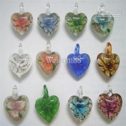 10pcs lot Multicolor Heart murano Lampwork Glass Pendants For DIY Craft Fashion Jewelry Gift PG01333m