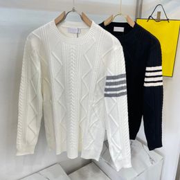 Top-Designer, luxuriöse Herbst-/Wintermode, High-Street-Sweatshirt-Pullover aus Baumwolle, warmer, lässiger Pullover aus Wolle mit Streifenmuster für Männer und Frauen