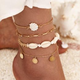 Anklets Bohemia Summer Shell Chain Anklet Sets Sequins Ankle Bracelet On Leg Foot Trendy Beach Jewellery Gift
