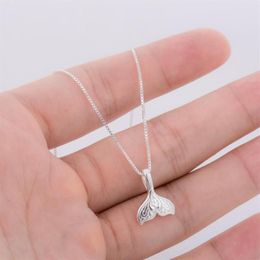 Pendant Necklaces Fashio Sliver Cute Jewelry Whale Tail Fish Charm For Women Mermaid Pendants Birthday GiftsPendant231h