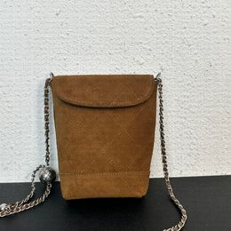 Fashionable genuine leather frosted leather women chain bag Classic circular metal buckle opening Luxury crossbody bag designer bag