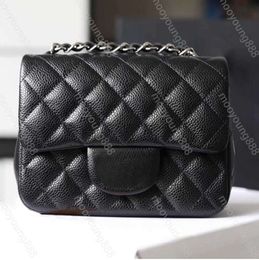 Shoulder Bags 10A Top Tier Quality Mini Square Flap Bag Designers Womens Real Leather Caviar Lambskin Classic Black Purse Quilted Hangbags Motion design 519ESS