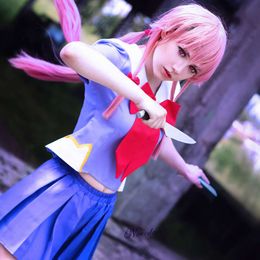 Japanese Anime Future Diary Gasai Yuno Mirai Nikki School Uniform Sailor Dress Cosplay Costume Suit Wigcosplay