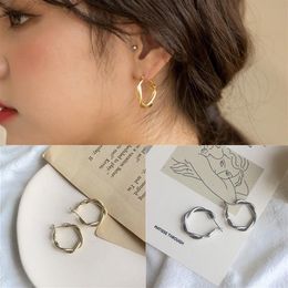 Hoop & Huggie Korean Vintage Cross Weave ed Ear Earring Metal Circle Clip268p