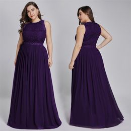 Women's Plus size Dresses grenadine Maxi Dresses dinner party navy blue red purple pink Sleeveless lace Evening dresses Bride238L