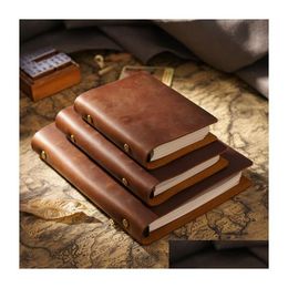 Notepads Wholesale Classic Leather Rings Binder Notebook A5 Genuine Er Journal Diary Sketchbook Planner Stationery 230525 Drop Deliver Dhuvv