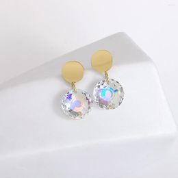 Dangle Earrings AENSOA Trendy Round Simple Crystal For Women Fashion Geometric Glass Drop Pendant Earring Party Jewellery