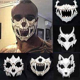 Party Masks Unisex Japanese Anime Dragon God Skeleton Half Face Mask Cosplay Animal Skeleton Mask Unisex Halloween Carnival Party Props Q231007