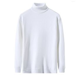 Men's Sweaters Autumn Winter White Pullovers Solid Color High-Neck Long-Sleeved Knit Shirt Korean Style Basic Bottoms Shirts