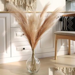 Decorative Flowers Wreaths Faux Pampas Grass Large 39/100Cm Tall Artificial Pompous Branch Plant Fluffy Flower Floor Vase Filler For H Dhw5Q