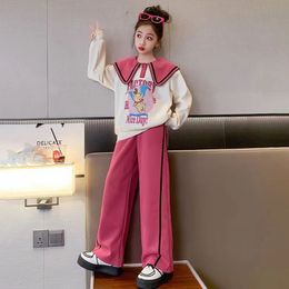 GU2023 high-quality girls tracksuit kid Children's Cartoon pattern casual suit Cotton two-piece set Christmas gift